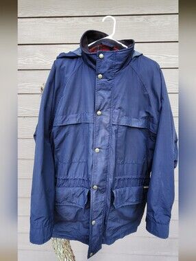 Woolrich Navy Blue Hooded Raincoat